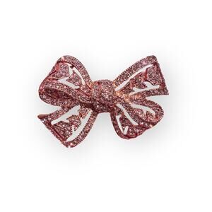 Kenneth Jay Lane KJL Rose Pink Rhinestone Bow Brooch